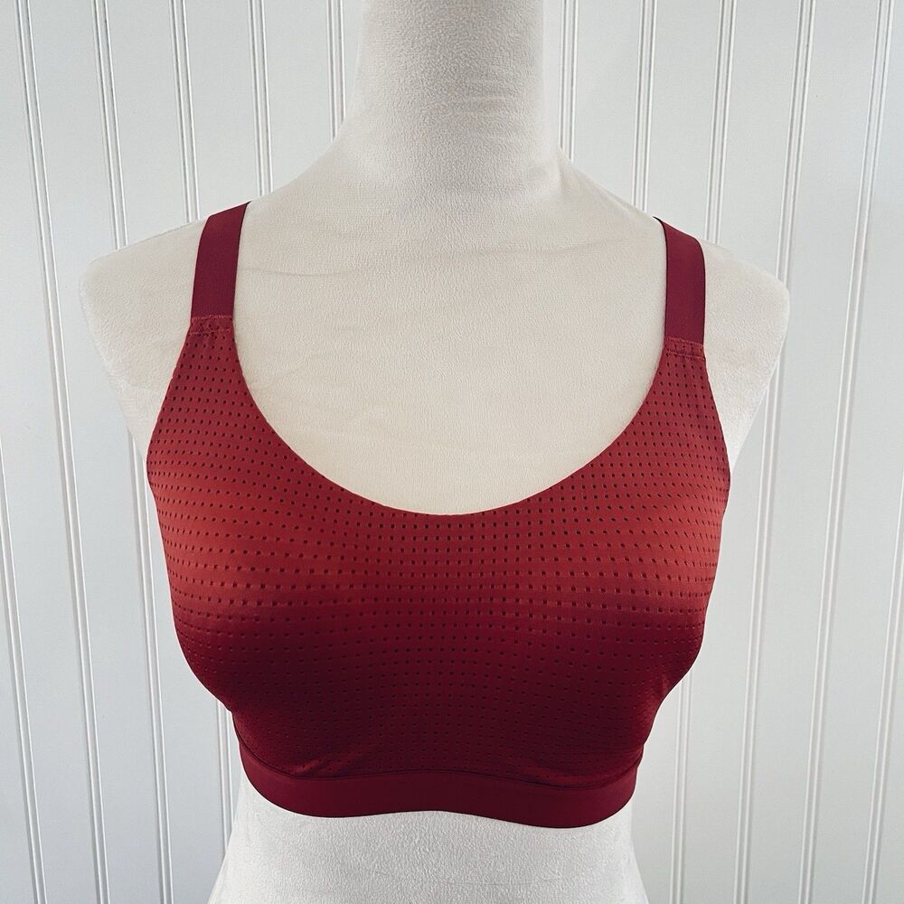 Victoria’s Secret  VSX Lightweight Mesh Sports Bra Cross Back Brown Red 34D/D75